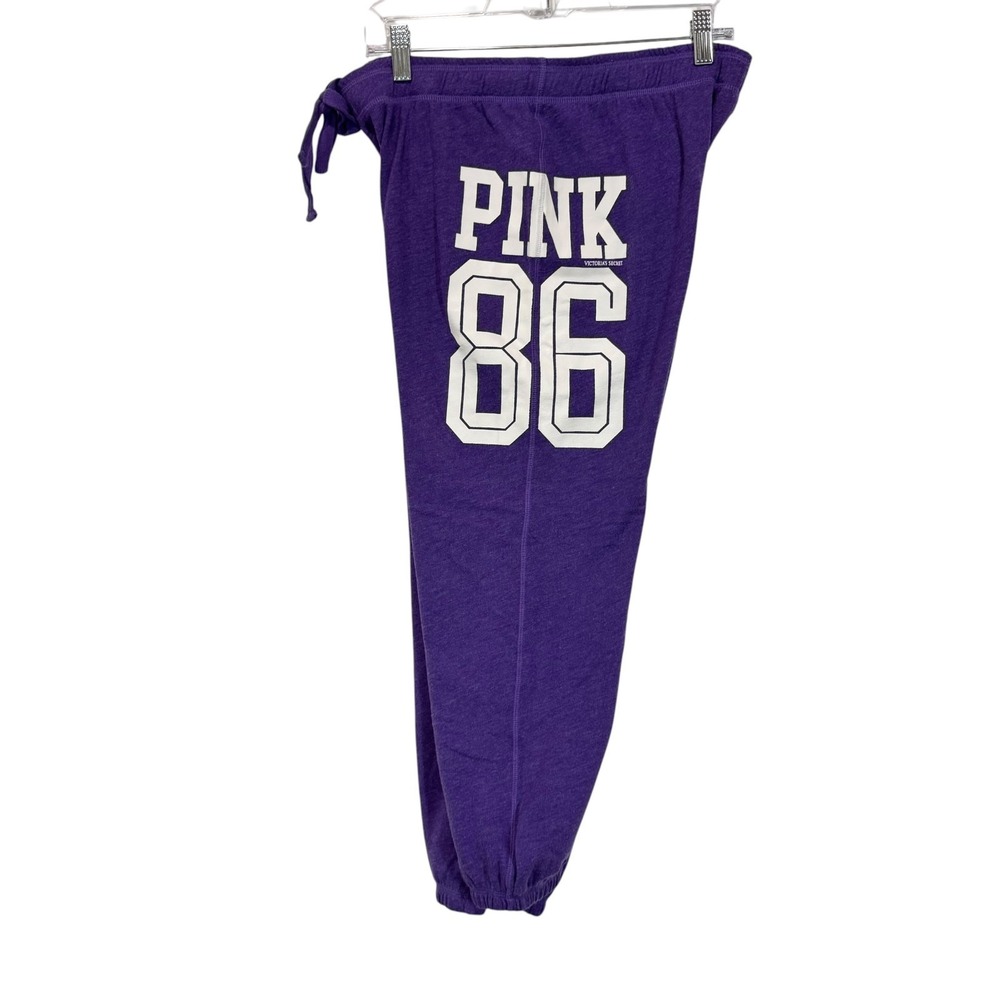 PINK Victorias Secret Medium Sweatpants Purple 86 Logo Joggers Varsity Nostalgic